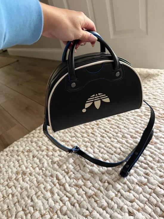 adidas Black Mini Crossbody with White Trefoil and Blue Trim - Picture 8 of 16